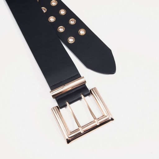Ремень женский, ширина 6 см, пряжка металл, люверсы, цвет чёрный - Simaland фото 5