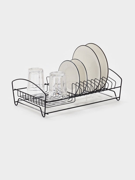 Сушилка для тарелок и кружек с поддоном 39*25*12 см, цвет черный