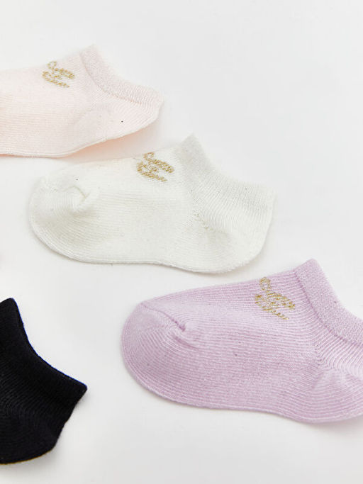 Bask?l? K?z Bebek Patik ?orap 5li