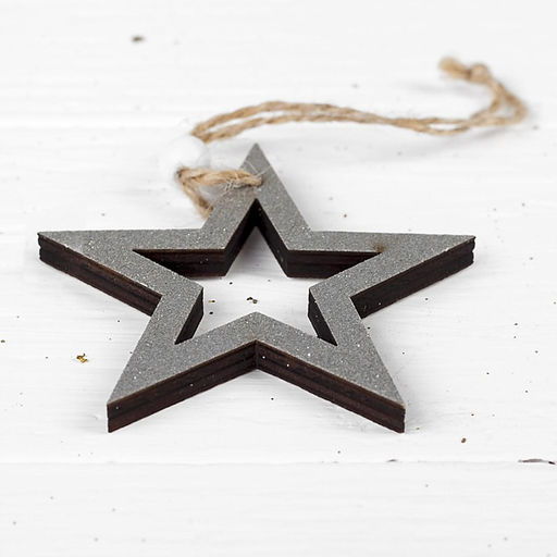 Цена за 2 шт. Елочная игрушка Серебряная звезда - Лесная мастерская фото 3