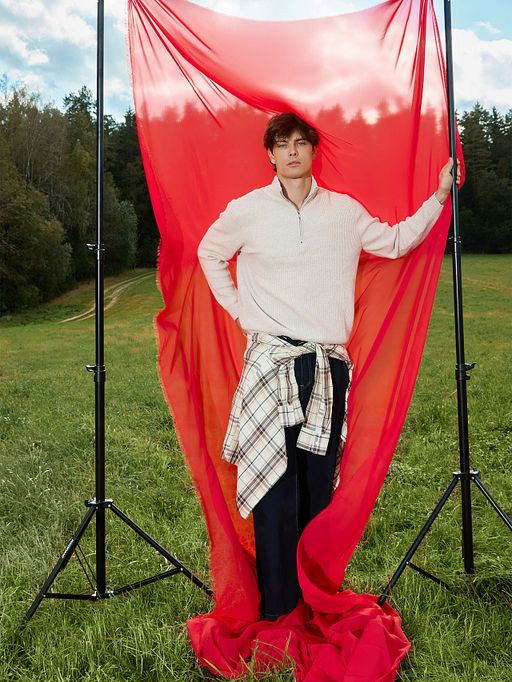 Джемпер на молнии мужской бежевый - Mark formelle фото 2