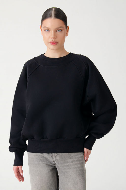 Арт. 15113 Свитшот женский оверсайз 42-50 (5 шт) Цвет:черный - Калинка фото 4