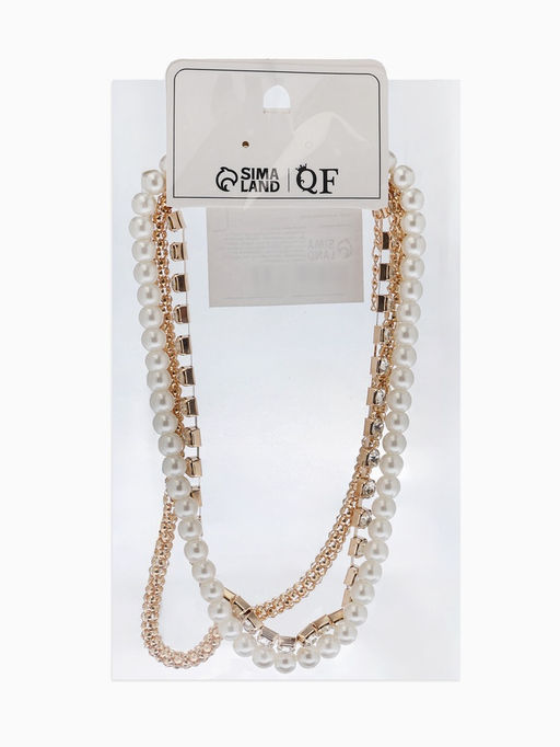 Чокеры «Стиль», набор 3 шт. бусины №8, со стразами, тянется, 35 + удлинитель 5 см, белый в золоте