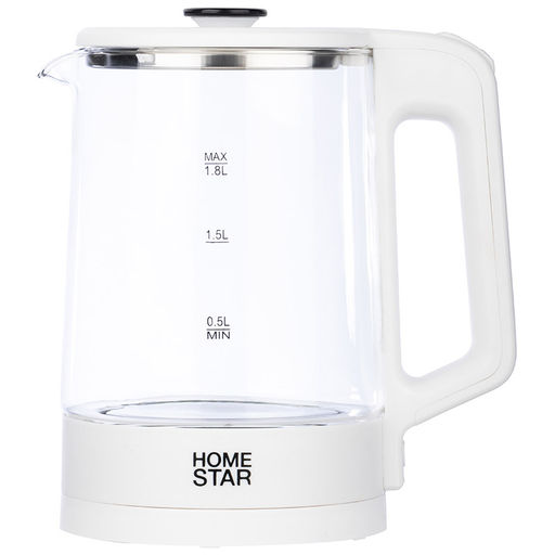 Чайник Homestar HS-1008 (1,8 л), стекло, белый 107009