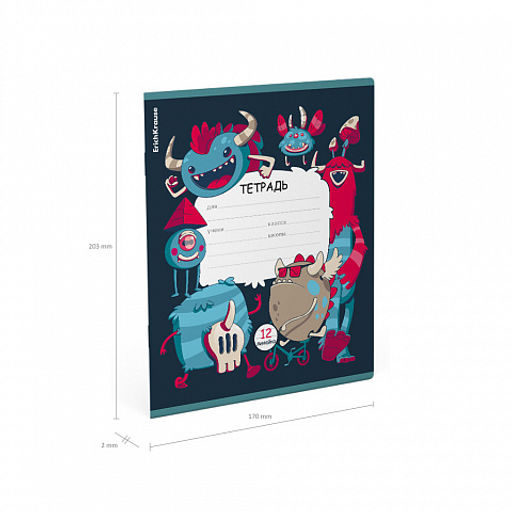Цена за 10 шт. Тетрадь школьная ученическая ErichKrause Monsters, 12 листов, линейка (в плёнке по 10 шт.)_MIX-PACK фото 10