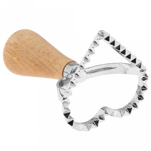 Штамп металлический для пельменей "Сердце" 7х6,5см h10см, деревянная ручка, на картоне (Китай)