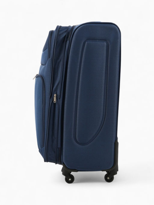 Чемодан на колёсах Royalbag большой 104 л (L), на молнии, с увеличением, кодовый замок, 4 колеса, синий