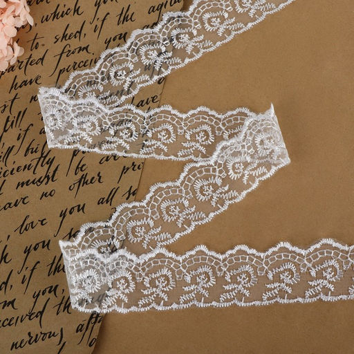 Кружево органза, 40 мм, 9±0.5 м, белое