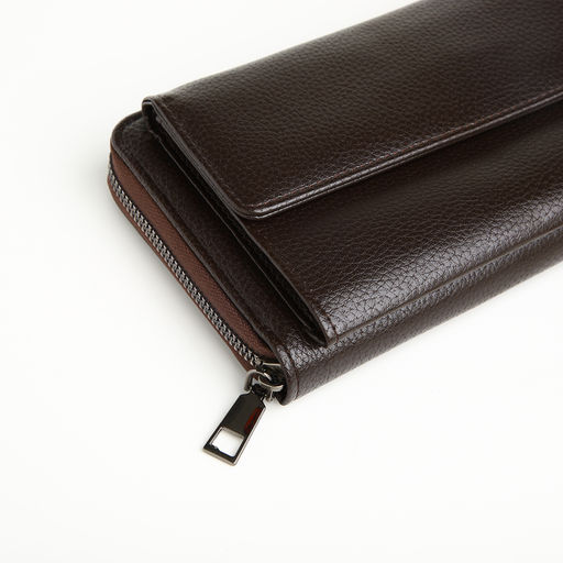 Портмоне-клатч мужской на молнии TEXTURA, коричневое