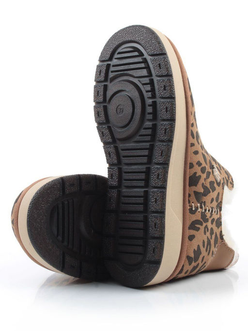 04-PAJW01-5Z BROWN/LEOPARD Ботинки зимние женские (натуральная замша, 100% шерсть, натуральный мех)