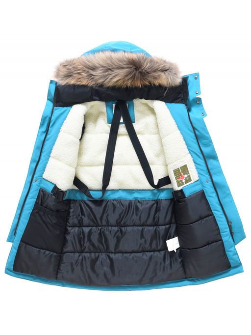 Парка зимняя подростковая для мальчика с капюшоном и мехом голубого цвета 9537Gl - Valianly фото 10