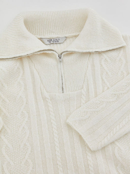 Polo Yaka Kendinden Desenli Uzun Kollu K?z ?ocuk Triko Kazak - Waikiki фото 2