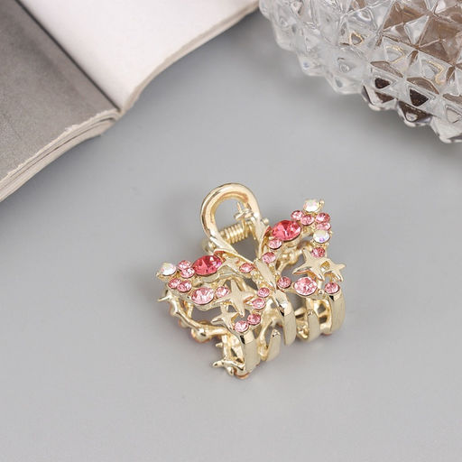 Цена за 6 шт. Крабик для волос «Селена галант», бабочка, 3 см, золото