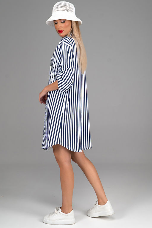 Платье  рубашка Молли (крупная полоска) - Эльза фото 16