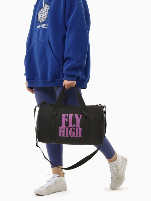 Сумка спортивная TEXTURA на молнии, с подкладкой, длинный ремень, маленький размер, чёрная