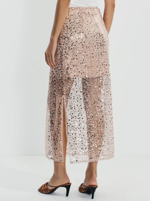 Двухслойная юбка миди c пайетками / Zarina