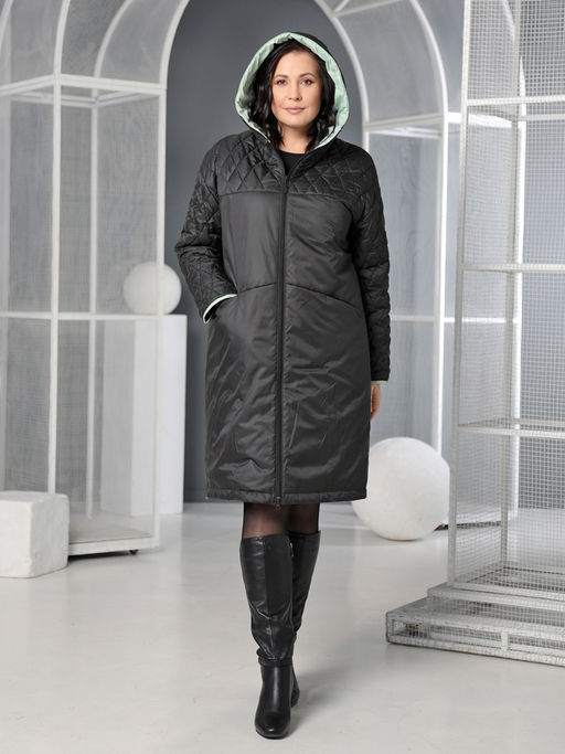 25117 Плащ утепл. черный - Dizzyway фото 2