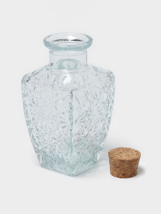 Банка для сыпучих Доляна «Парфе. Узор», 170 мл, 6.6×12.6 см, с пробковой крышкой, стекло, прозрачная