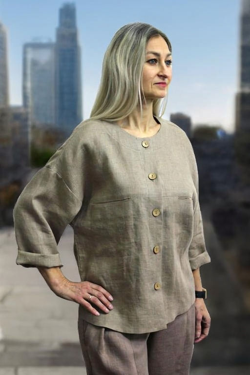 Жакет умягченный лен 100% - Елецкие узоры фото 5