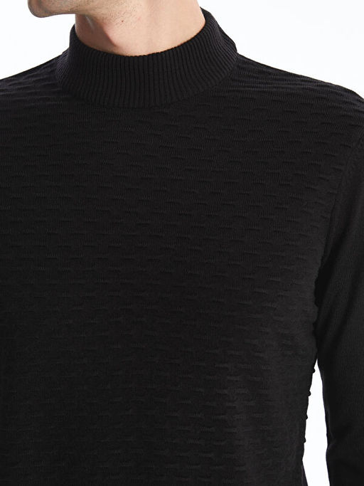 Yar?m Bal?k?? Yaka Uzun Kollu Erkek Triko Kazak