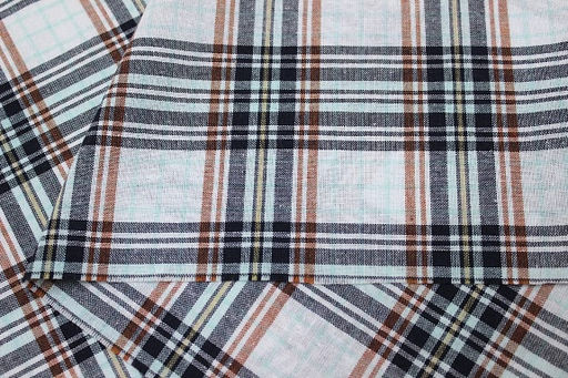 Пестрядь Клетка цв.мятный/белый/чернильный, ш.1.5м, хлопок-100%, 140гр/м.кв - Купава фото 6