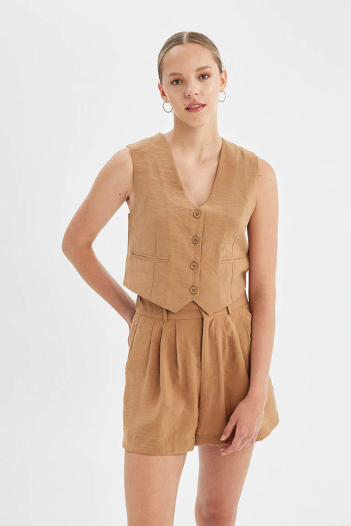 Блейзер из модала стандартного кроя с V-образным вырезом - Defacto фото 4