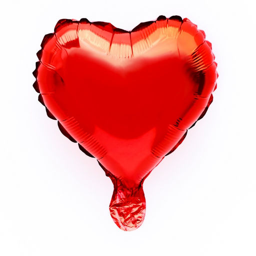 Цена за 10 шт. Шар воздушный фольгированный 9" Сердце, красный, для палочки