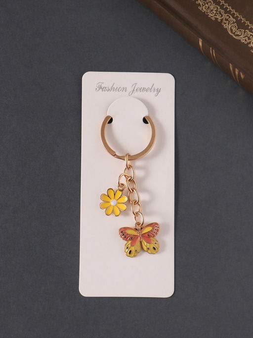 Цена за 2 шт. Брелок для ключей на кольце Бабочка и цветок, металл, эмаль, 9 см - Simaland фото 4