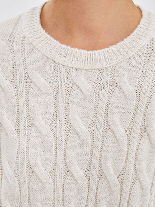 Bisiklet Yaka Kendinden Desenli Oversize Kad?n Triko Kazak