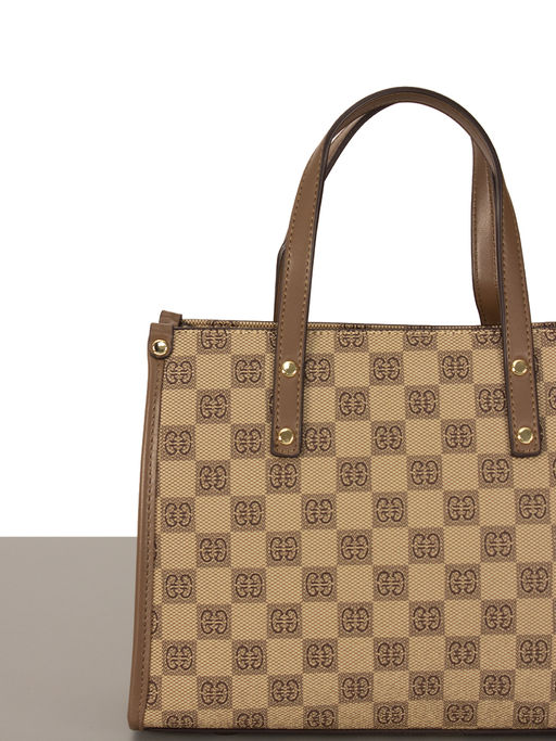 LАСCOMA сумка АС587-шахматы-бежевый-коричневый эко кожа-канва - Laccoma фото 3