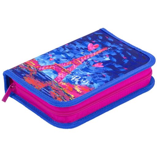 Пенал с наполнением, 1 отд. 200*140мм, с откидной планкой "Eiffel Tower" (РК06130) 23 предмета, полиэстер "Berlingo"