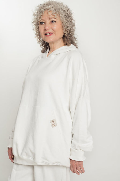 285 Костюм с толстовкой плюссайз, молочный - Knitka wear фото 4