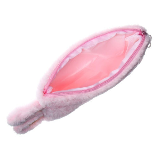 Пенал школьный меховой на молнии Calligrata «Зайка», пушистый, с ушками, МИКС