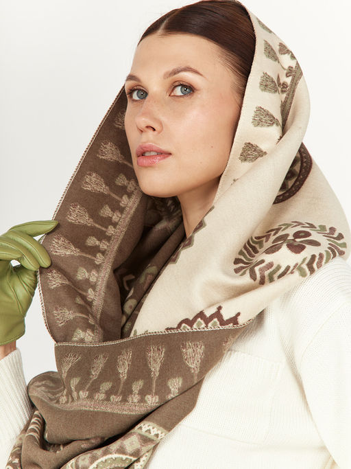 в составе ШЕРСТЬ и КАШЕМИР Большой, мягкий, теплый двусторонний палантин - Tantino фото 3