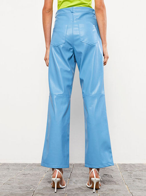 Dar Fit Deri G?r?n?ml? Kad?n Pantolon