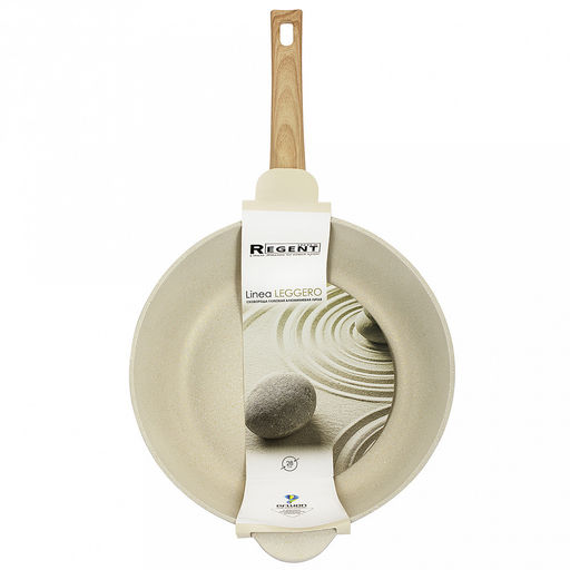 Сковорода с антипригарным покрытием Leggero д28см, h9см, s1,5мм, дно s3,3мм, литой алюминий, глубокая, бакелитовая ручка с покрытием soft-touch, Regent (Китай) Подходит для всех видов плит, включая индукционную. - Домашняя мода фото 2