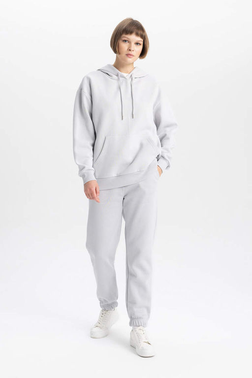 Толстые базовые спортивные штаны для джоггеров без принта с эластичным поясом, шнуровкой и карманом - Defacto фото 2