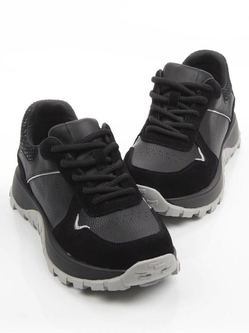 03-A104-1 BLACK Кроссовки женские (натуральная кожа, натуральная замша)