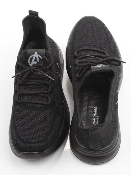 03-TEX-D01-05 BLACK Кроссовки летние мужские (текстиль)