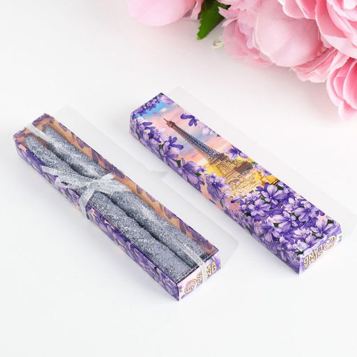 Набор свечей витых, 1.5×15 см, 2 шт., блестки, серебро