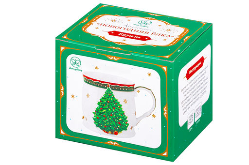 Кружка 350 мл 11,5*8,5*8,5 см Новогодняя елка зеленый узор NEW BONE CHINA - Elan gallery фото 9