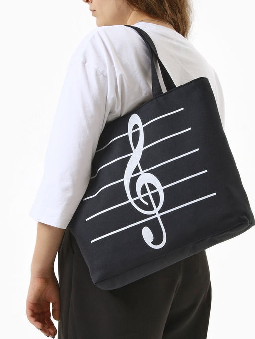 Сумка - шоппер «Музыка», на молнии, 42×9×32 см, с принтом, чёрная