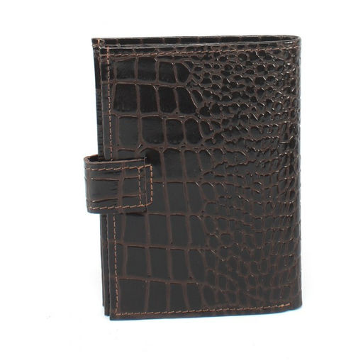 Обложка для авто+паспорт-Croco-ВП-1032 (с хляст, 5 внут карм, двойн стенка) натуральная кожа коричнневый крокодил (238) 265284  фото 2