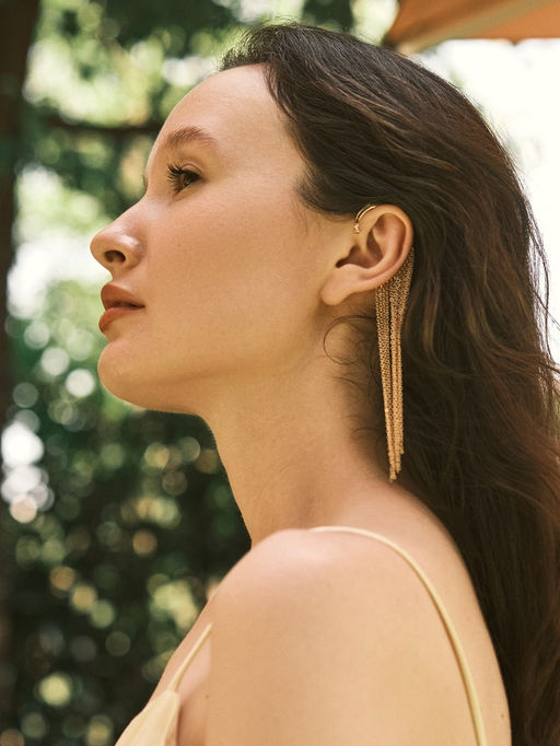 Серьга кафф Водопад, висячая, цвет золото - Qf фото 6