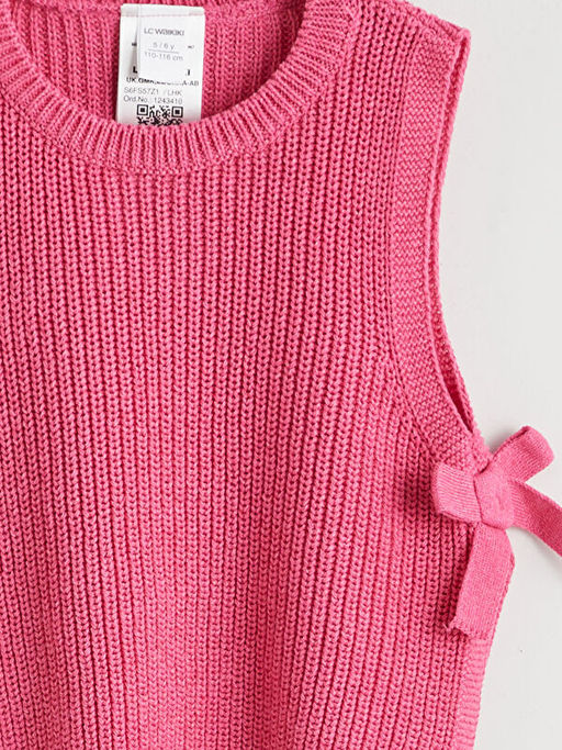 Bisiklet Yaka Fiyonk Detayl? K?z ?ocuk S?veter