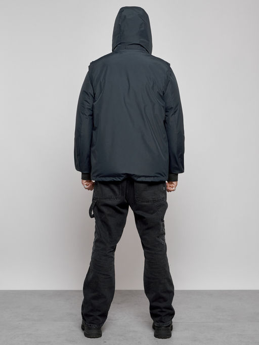 Куртка - жилетка трансформер с подогревом 2 в 1 мужская зимняя темно-синего цвета 6668TS - Mtforce фото 4