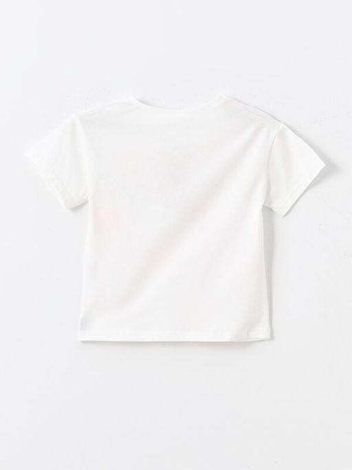 Bisiklet Yaka ?i?ekli K?sa Kollu K?z Bebek Ti??rt