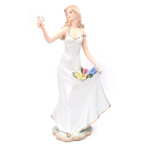 Фигурка декоративная "Девушка с птичкой", L20 W13 H35 см