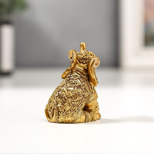 Набор фигурок полистоун «Золотые слоники, рисунки на попоне», 6 шт., 4.7×5.5×3 см