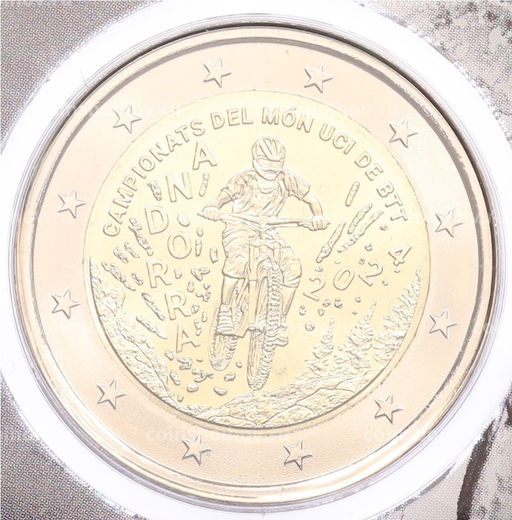 Монета 2 евро 2024 года Андорра Чемпионат мира UCI по маунтинбайку 2024 года (в блистере)